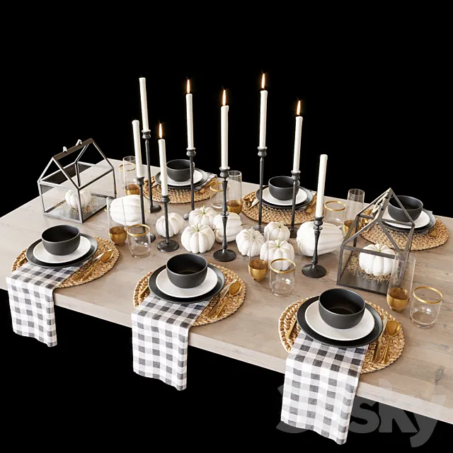 Black tableware 3DModel