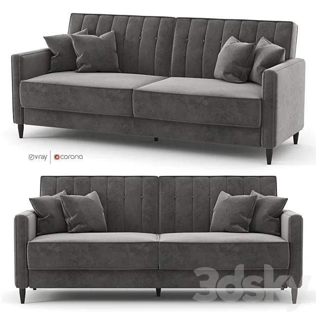 Black. velor sofa Nia Sleeper by Willa Arlo Interiors 3DModel