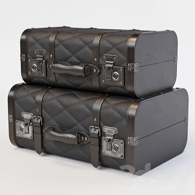 Black Vintage Suitcases 3D Model
