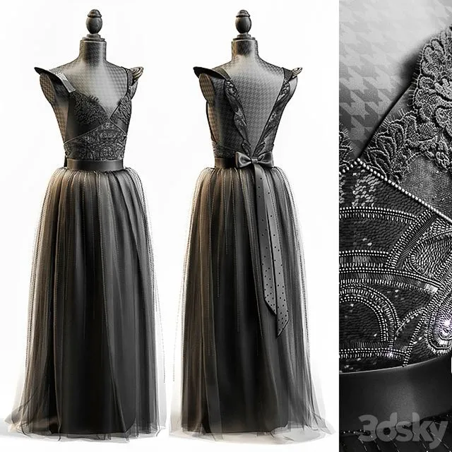 BLACK WEDDING DRESS 3D Model