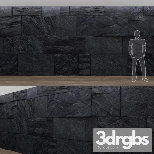 Black Wild Stone Wall 3D Model Free