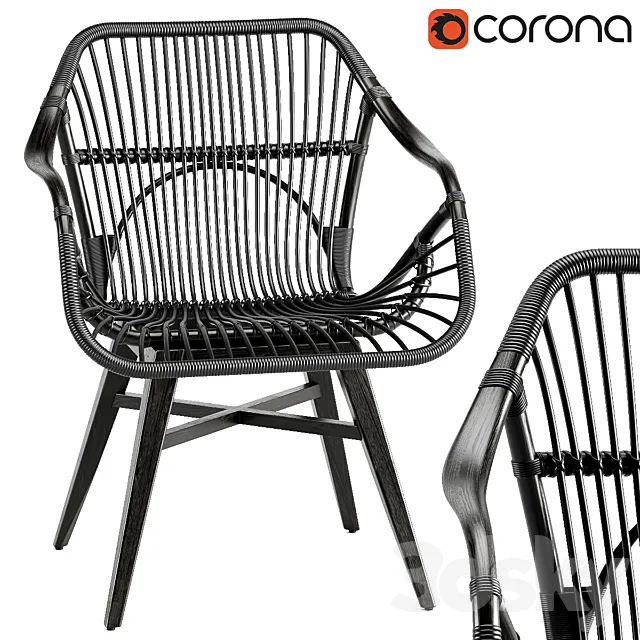 Black wood chair 3D Model