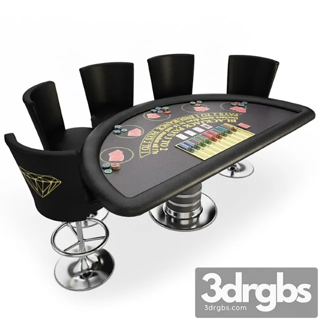 Blackjack table casino 3D Model Free