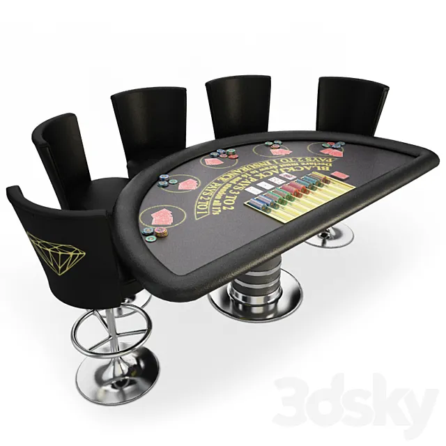 Blackjack Table Casino 3D Model