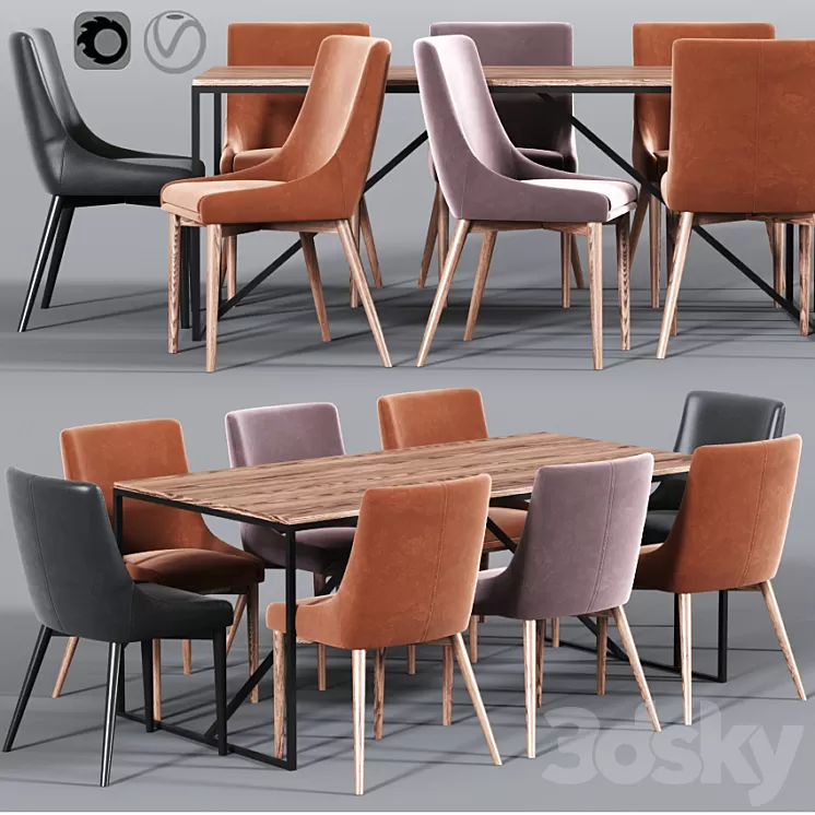 Blaisell Parsons Dining Table Chair Set 3D Model