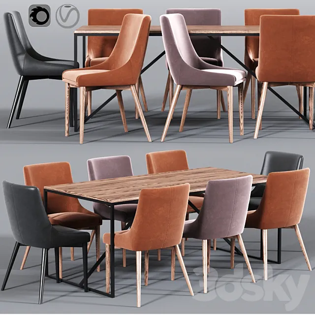 Blaisell Parsons Dining Table Chair Set 3DModel