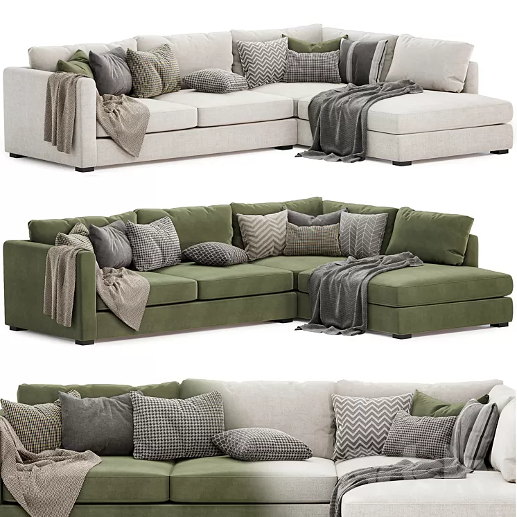Blake Large Open End Corner Sofa 3D Model