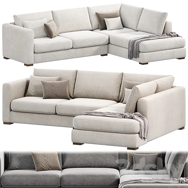 Blake Large Open End Corner Sofa by loomloft sofas 3D Model