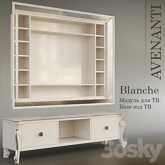 Blanche Avenanti. Hinged module and cabinet for TV 3D Model