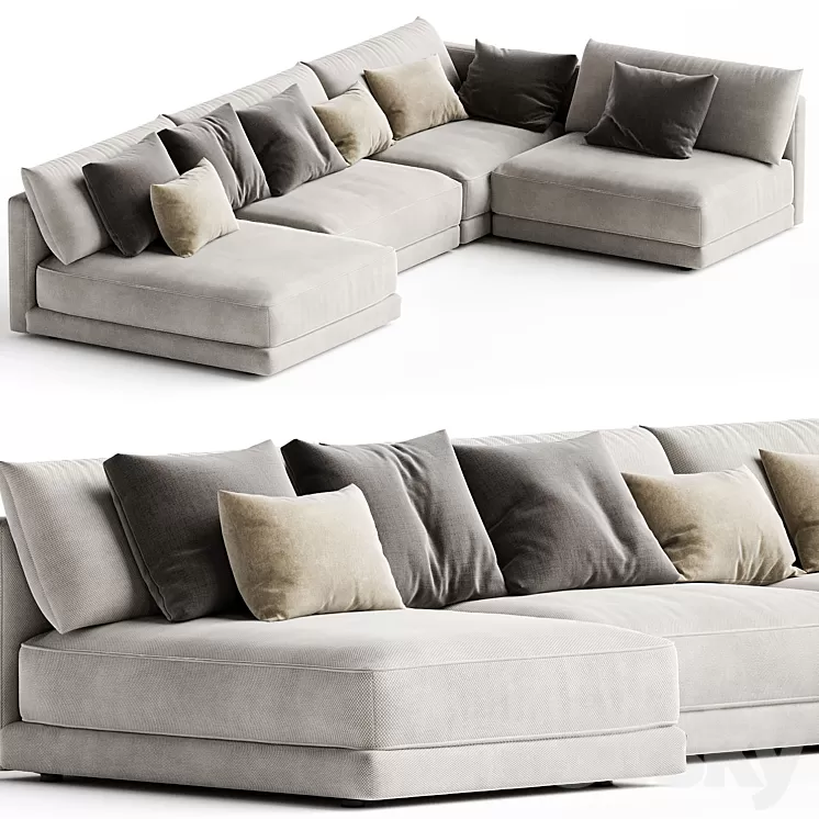Blanche Katarina Corner Couch Sofa N1 3D Model Free