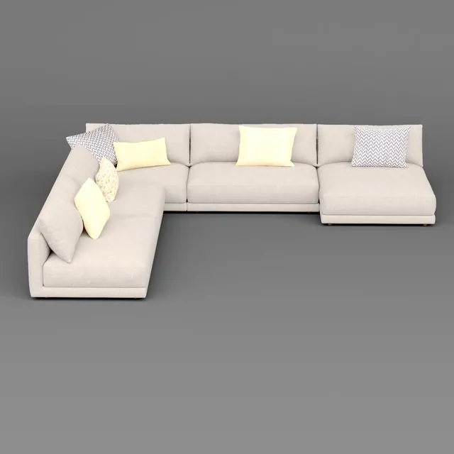 Blanche Katarina Corner Couch Sofa N2 3D Model