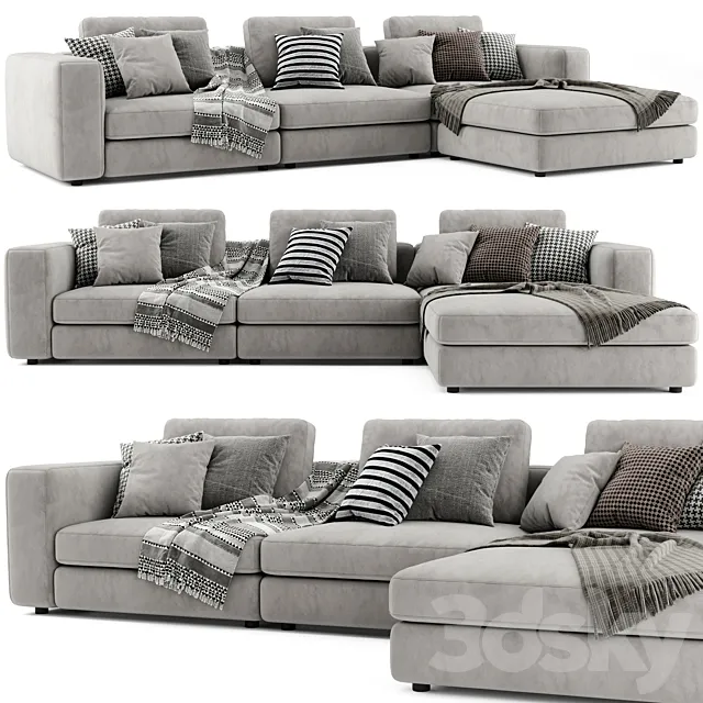 Blanche soho chaise longue sofa 3D Model