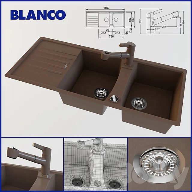 BLANCO LEXA 8S and mixer BLANCO ELIPSO-S II 3D Model