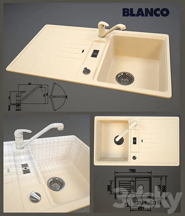 Blanco Silgranit Daras + Blanco Lexa 45S 3D Model