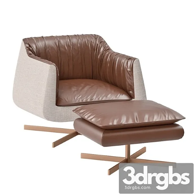 Bleu nature waki sofa 1 place + footstool 3D Model Free