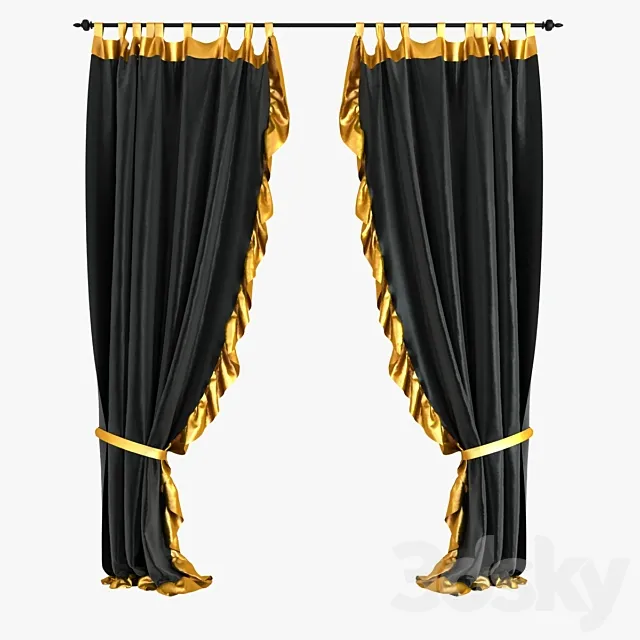 Blind black velvet with a gold stripe 3DModel