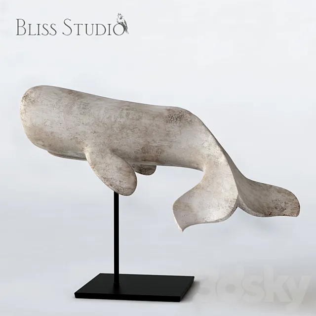 Bliss Studio White Whale on Stand 3D Model
