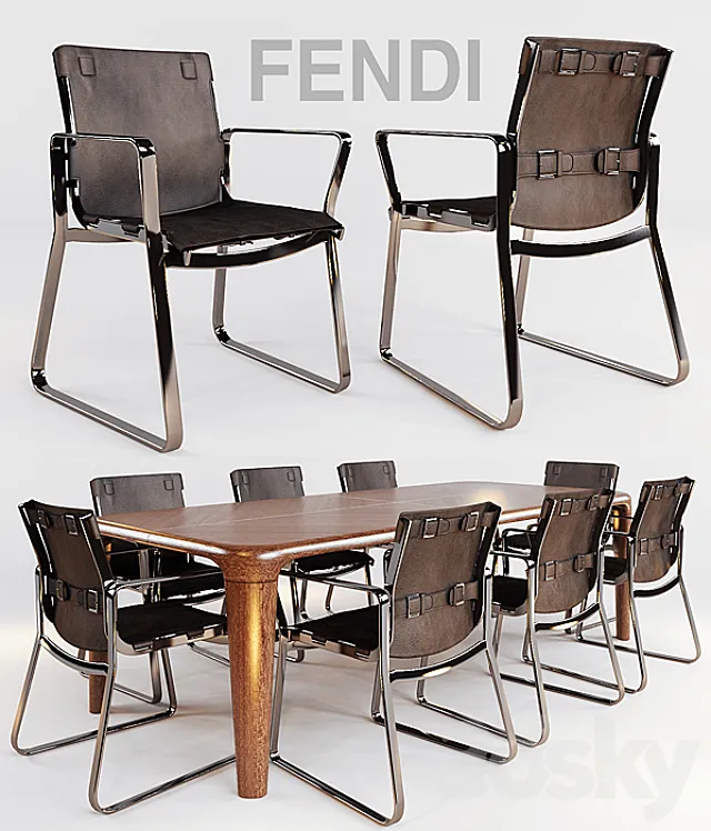 blixen chair fendi chair and table serengeti by fendi casa 3DModel