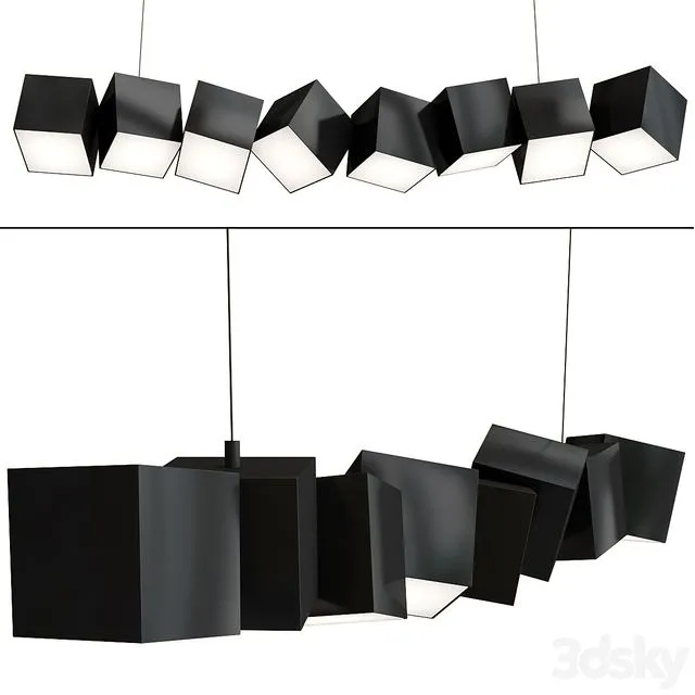 Blockchain Black pendant lamp 3D Model