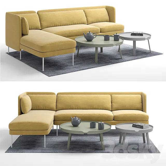 Bloke Sofa with Left Arm Chaise 3D Model