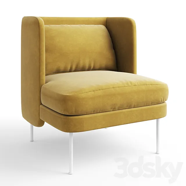 Bloke Velvet Lounge Chair 3DModel