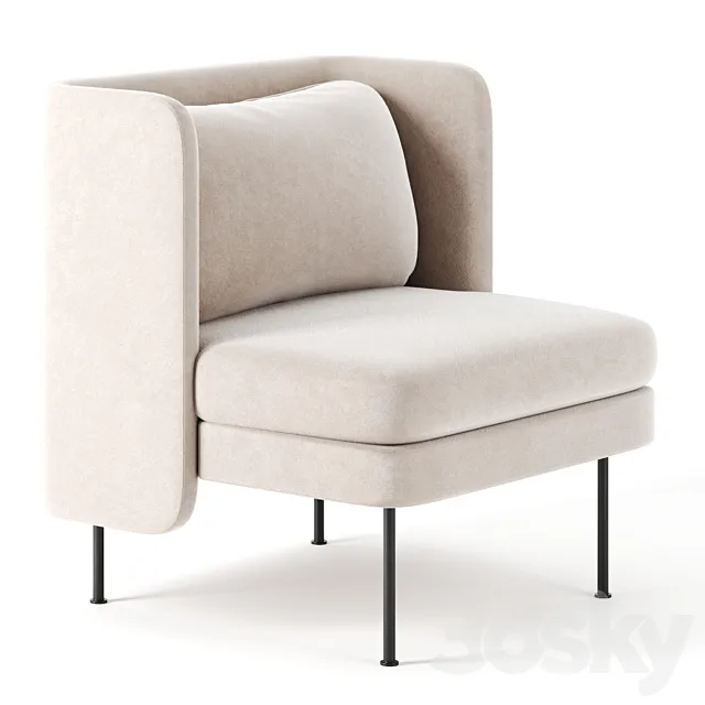 Bloke Velvet Lounge Chair by Blu Dot 3D Model