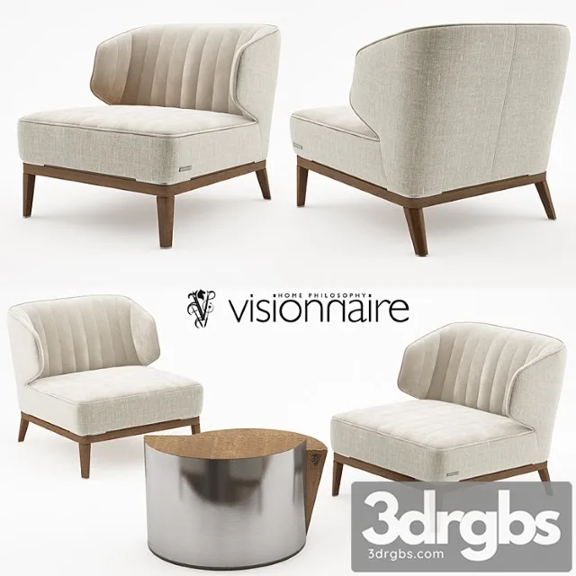 Blondie armchair with cyborg large table - visionnaire home philosophy 3D Model Free