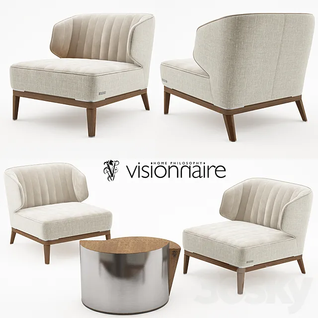 Blondie armchair with Cyborg large table - Visionnaire Home Philosophy 3D Model