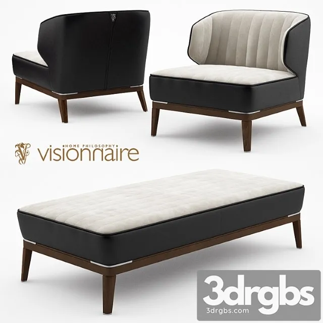 Blondie leather armchair and bench - visionnaire home philosophy 2 3D Model Free