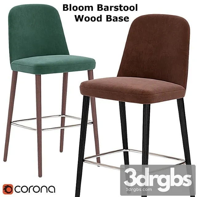 Bloom Barstool Wood Base Multicolor 3D Model Free