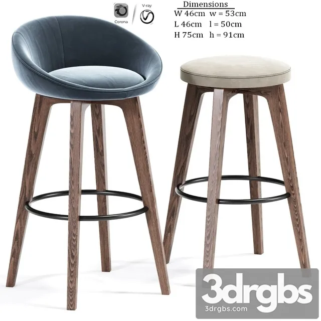 Bloom Wa Bar Stool Set 3D Model Free
