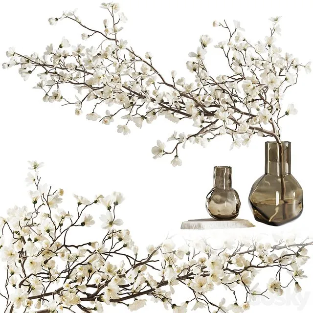 Blooming branch in a vase 3D Model