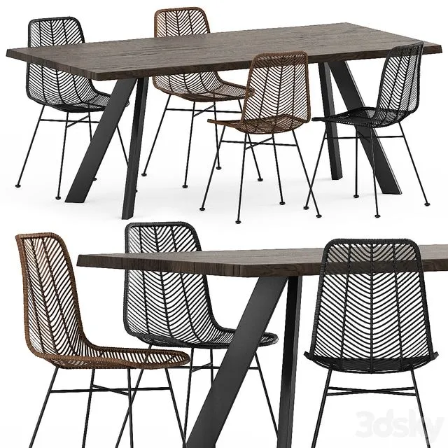 BLOOMINGVILLE LENA RAW DINING TABLE 3D Model