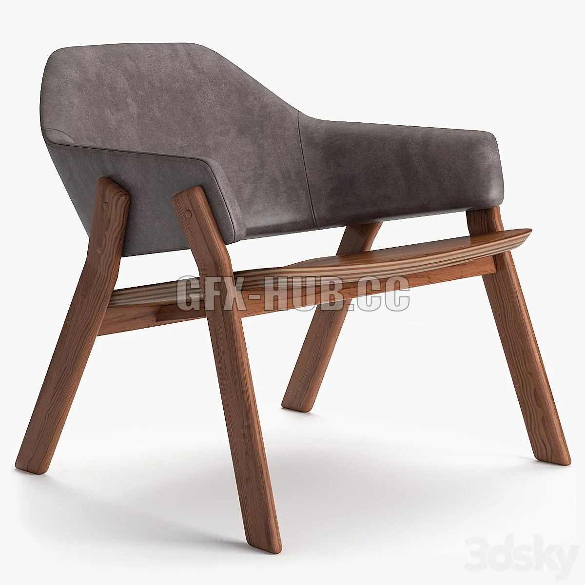 Blu Dot Clutch Leather Lounge Chair 3D Model