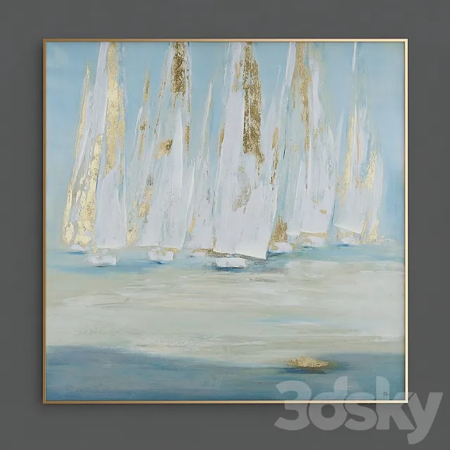 Blue And Gray Wall Art Canvas 3D Model
