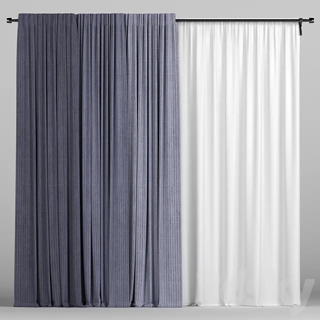 Blue curtains. 3D Model