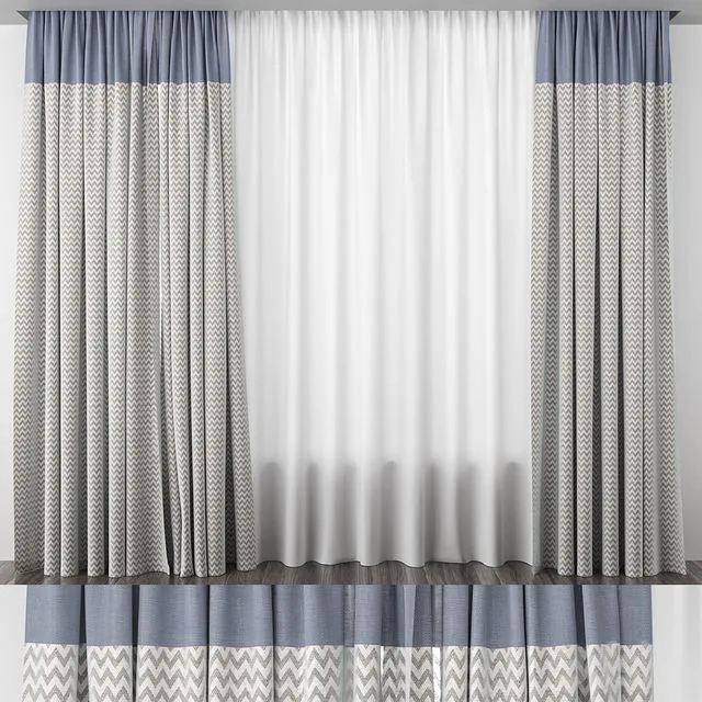 Blue curtains with arrows 3D Model