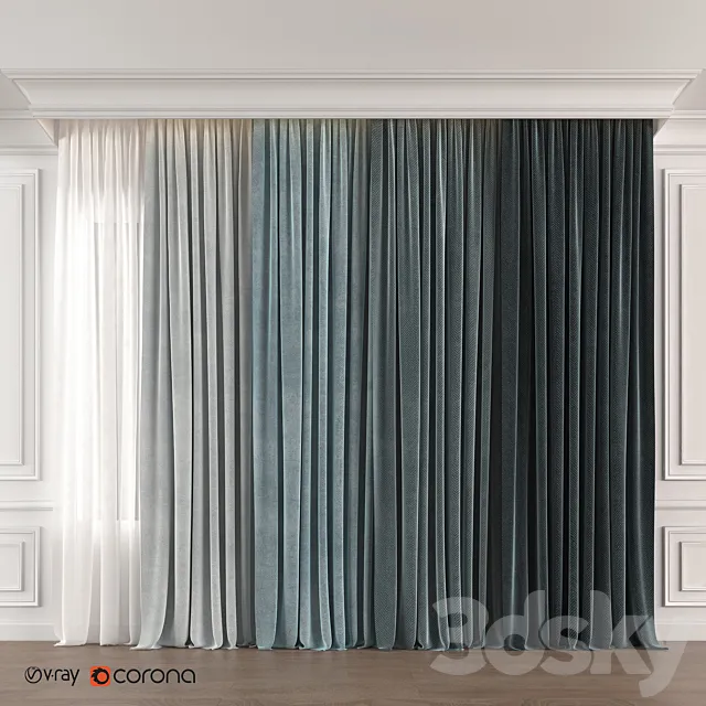 Blue gradient curtain 3DModel