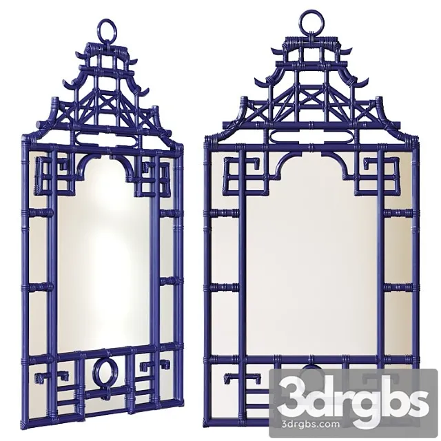 Blue pagoda wall mirror 3D Model Free