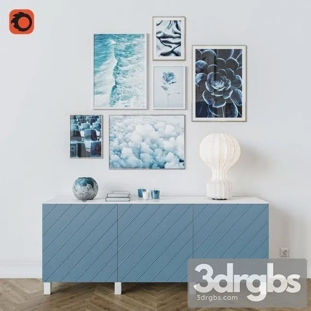 Blue Sideboard 3D Model Free