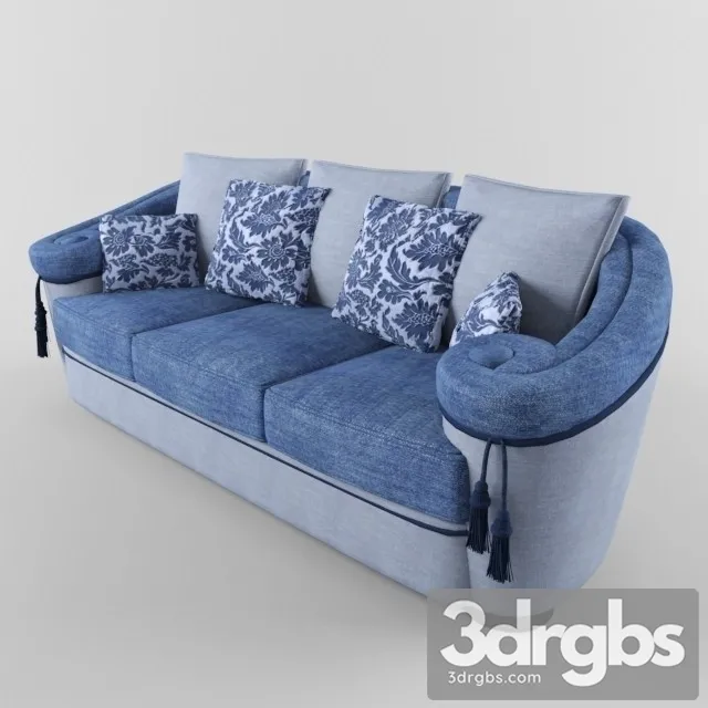 Blue Sofa With Tassels 3D Model Free