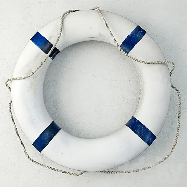 Blue & White Life Preserver 3D Model