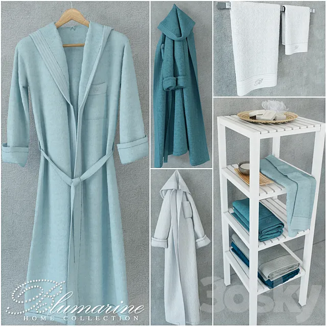 Blumarine Home collection of towels and bathrobes 3D Model