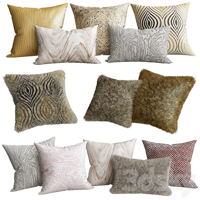 Blush Decorative Pillow Collection 3D Model