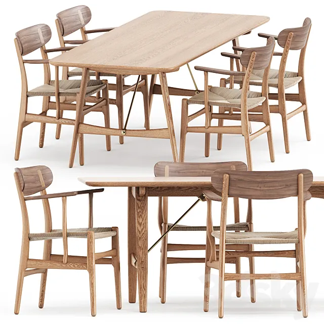 BM1160 hunting table CH26 chair by Carl Hansen & Son 3D Model