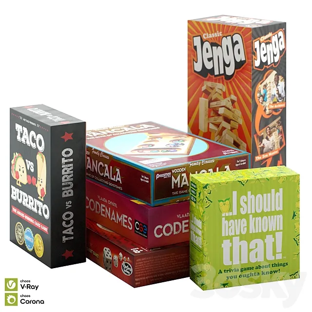 Board games set 3 3D Model