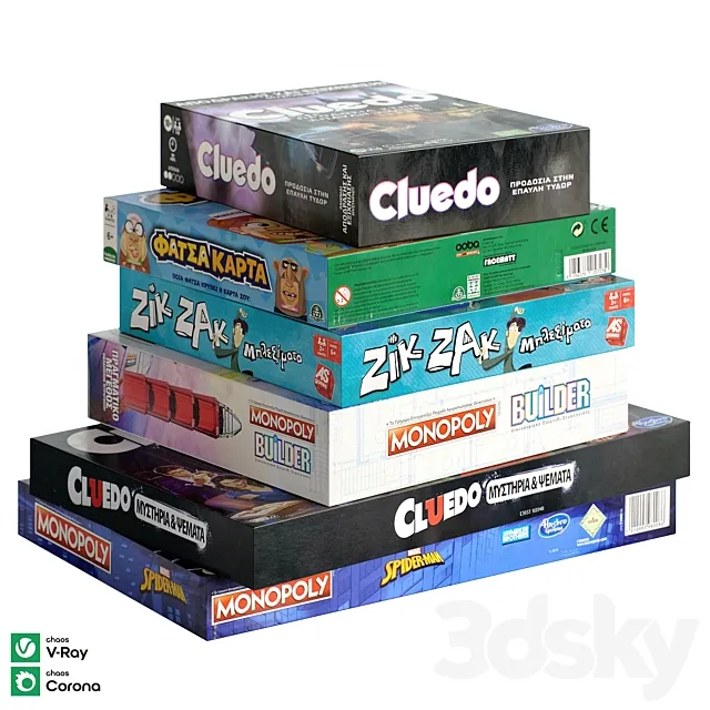 Board games set 8 3D Model