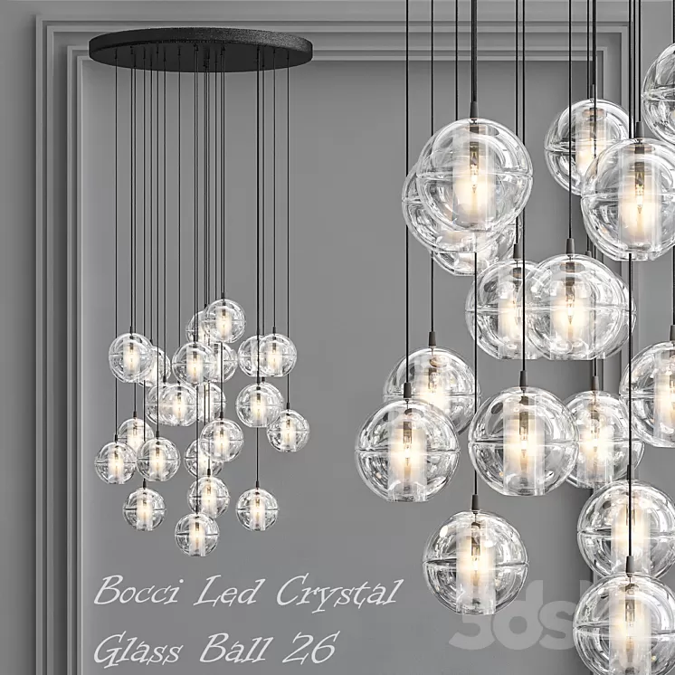 Bocci Led Crystal Glass Ball 26 designed by Omer Arbel in 2005 3D Model
