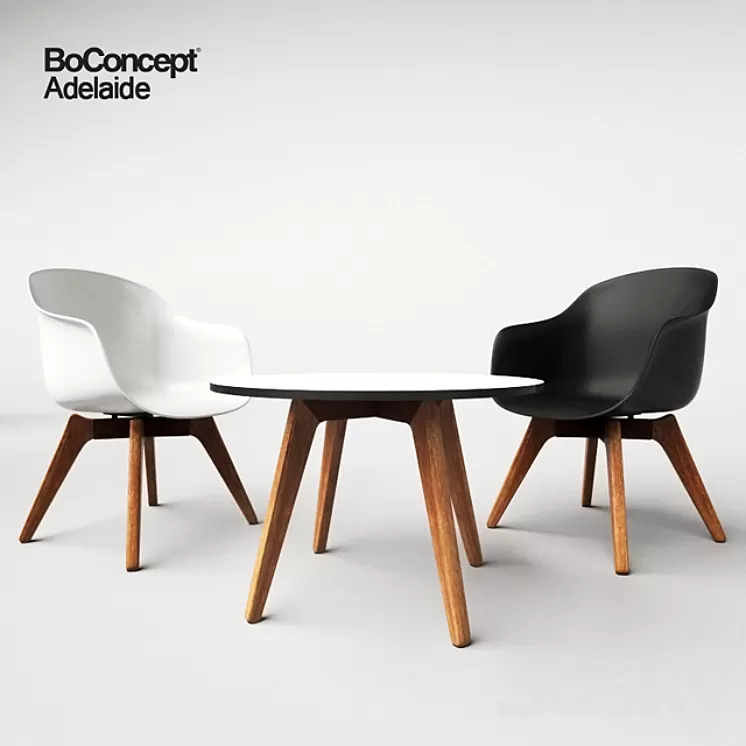 BoConcept Adelaide chair and table 3D Model