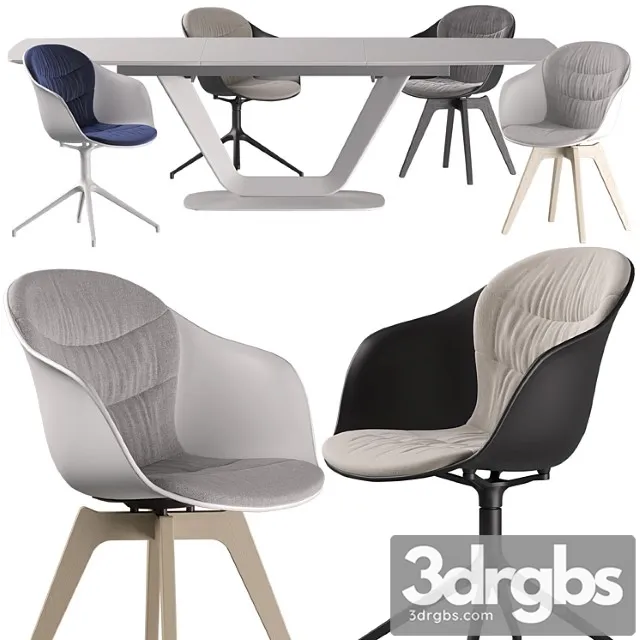 Boconcept Alicante Table Adelaide Chair Set 01 3D Model Free